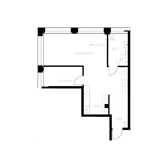 Lägenhet, 2 rooms, 55 sqm, Borås