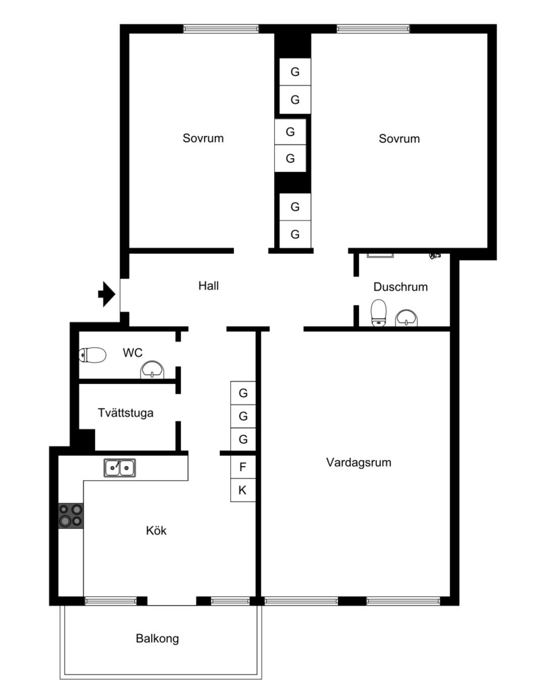 Lägenhet, 3 rooms, 82 sqm, Skärholmen