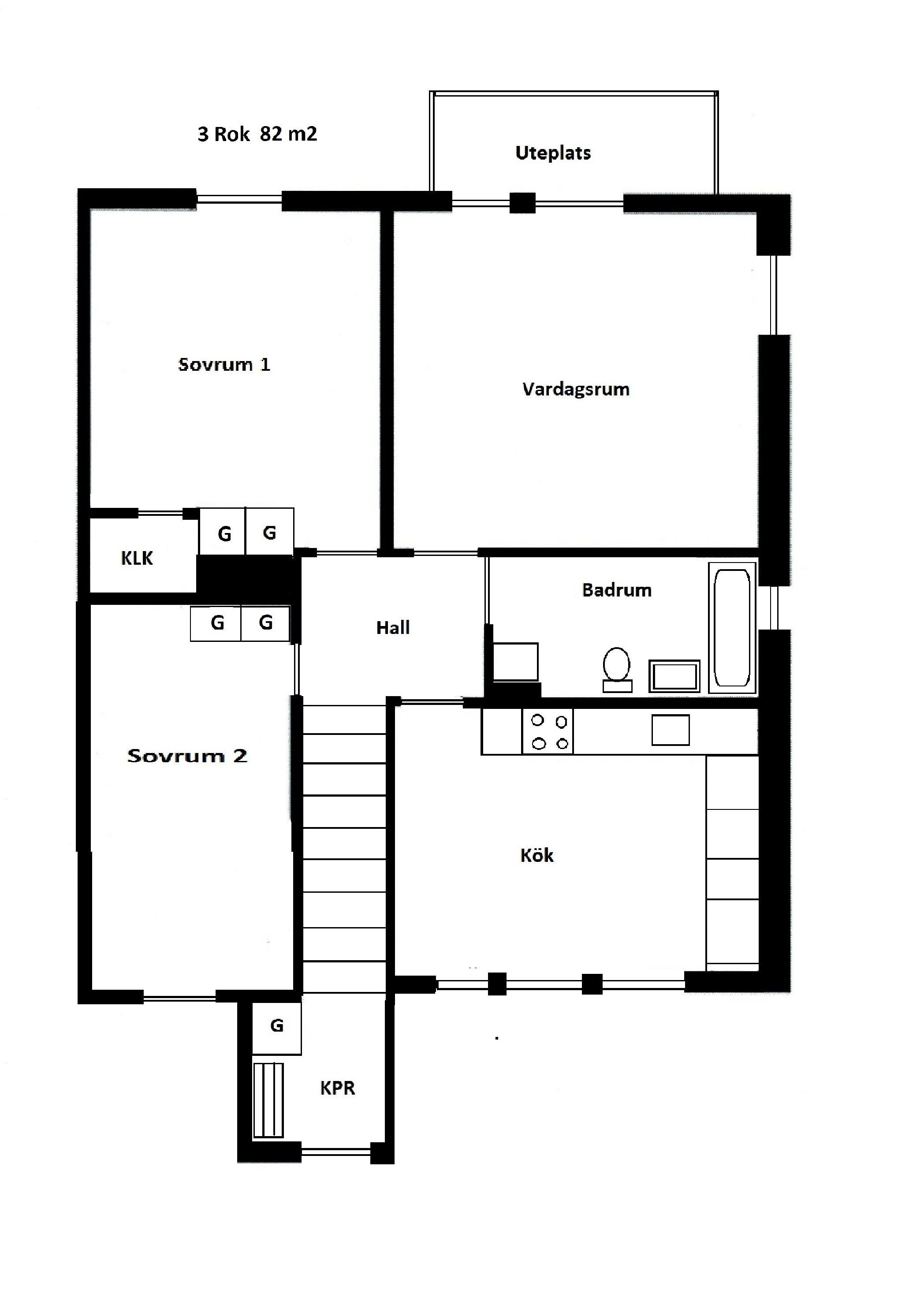 Lägenhet, 3 rooms, 82 sqm, Husum