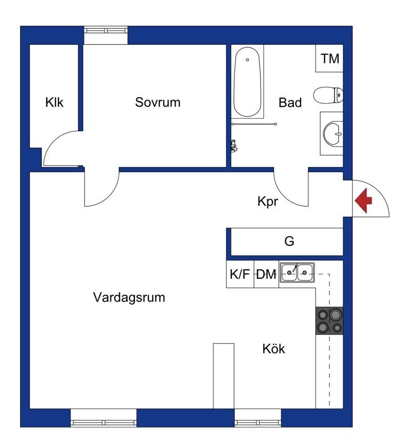 Lägenhet, 2 rooms, 57 sqm, Uppsala
