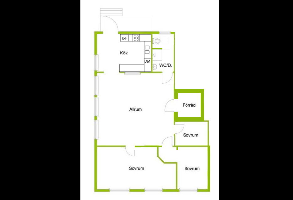 Lägenhet, 4 rooms, 90 sqm, Ålem