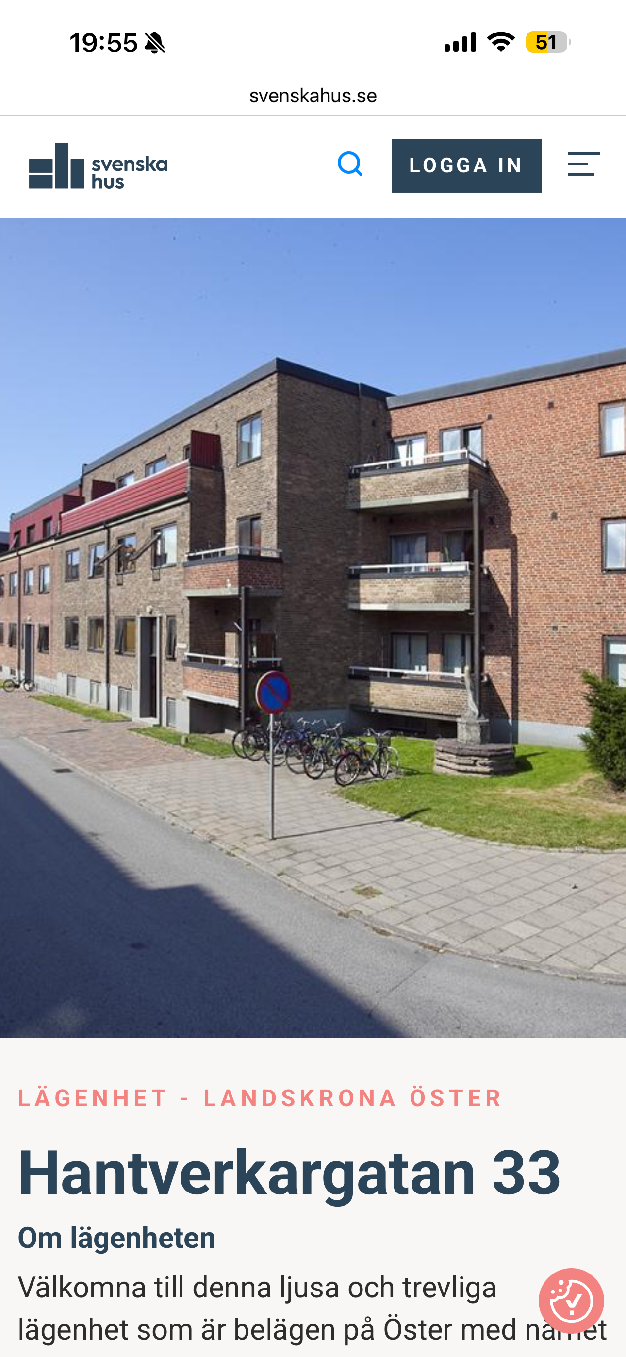 Lägenhet, 1 rooms, 38 sqm, Landskrona