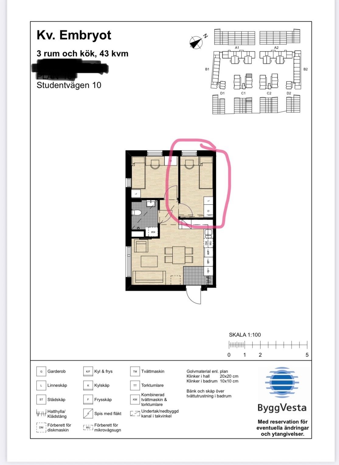 Lägenhet, 1 rooms, 43 sqm, Huddinge